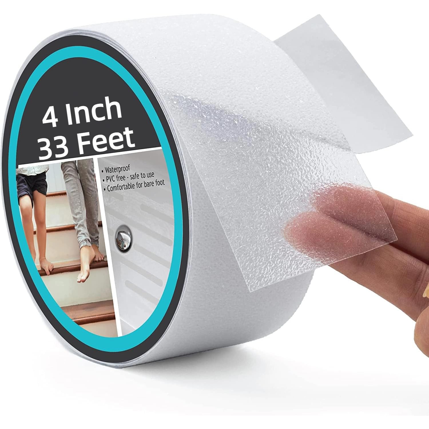 Grip Tape, Heavy Duty Anti Slip Tape Clear Outdoor/Indoor 4In*33Ft, Non Slip Roll/Stickers Easy to Cut Waterproof for Bathtub, Shower Floor, Pool, Stairs Safety Non Skid, Comfortable fo