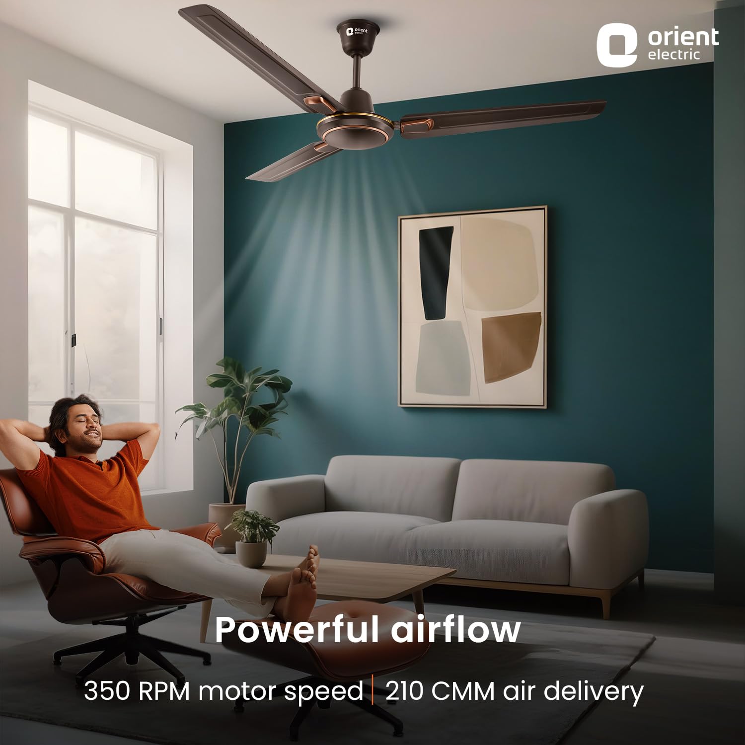 Orient Electric’s 1200 mm Pacific Air Déco| Decorative ceiling fan | Powerful airflow| BEE 1 Star Rated | 2-year warranty | Smoke Brown, pack of 1 1
