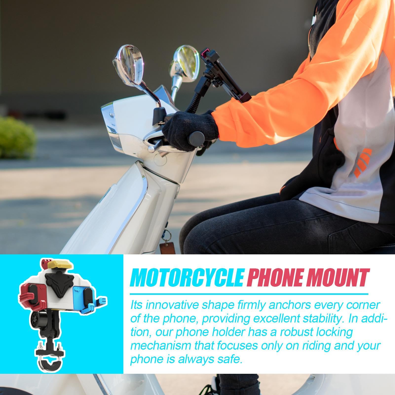 Generico Porta telefono per moto, Porta telefono per bici - Morsetto per | cellulare con manubrio girevole a 360 gradi | Clip per per scooter, supporto per per smartphone da 4,7-7 pollici, per