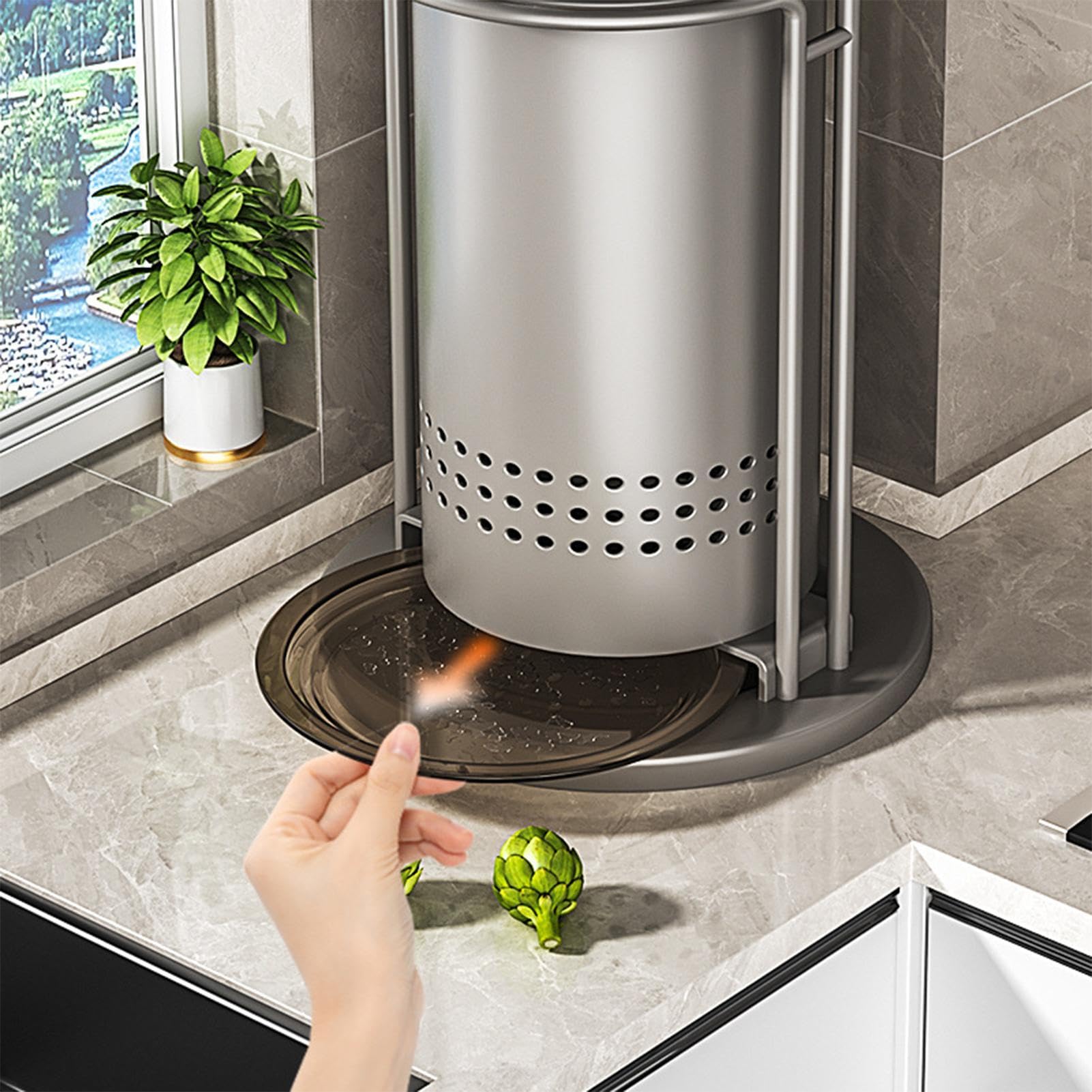 Support pour ustensiles de cuisine | Organiseur d'ustensiles de cuisine | Support rotatif à 360 ° compact et durable - Support de cuisine pratique pour spatules, baguettes, coupe-fruits | Support rotatif à 360 ° compact et durable - Support de cuisine pra