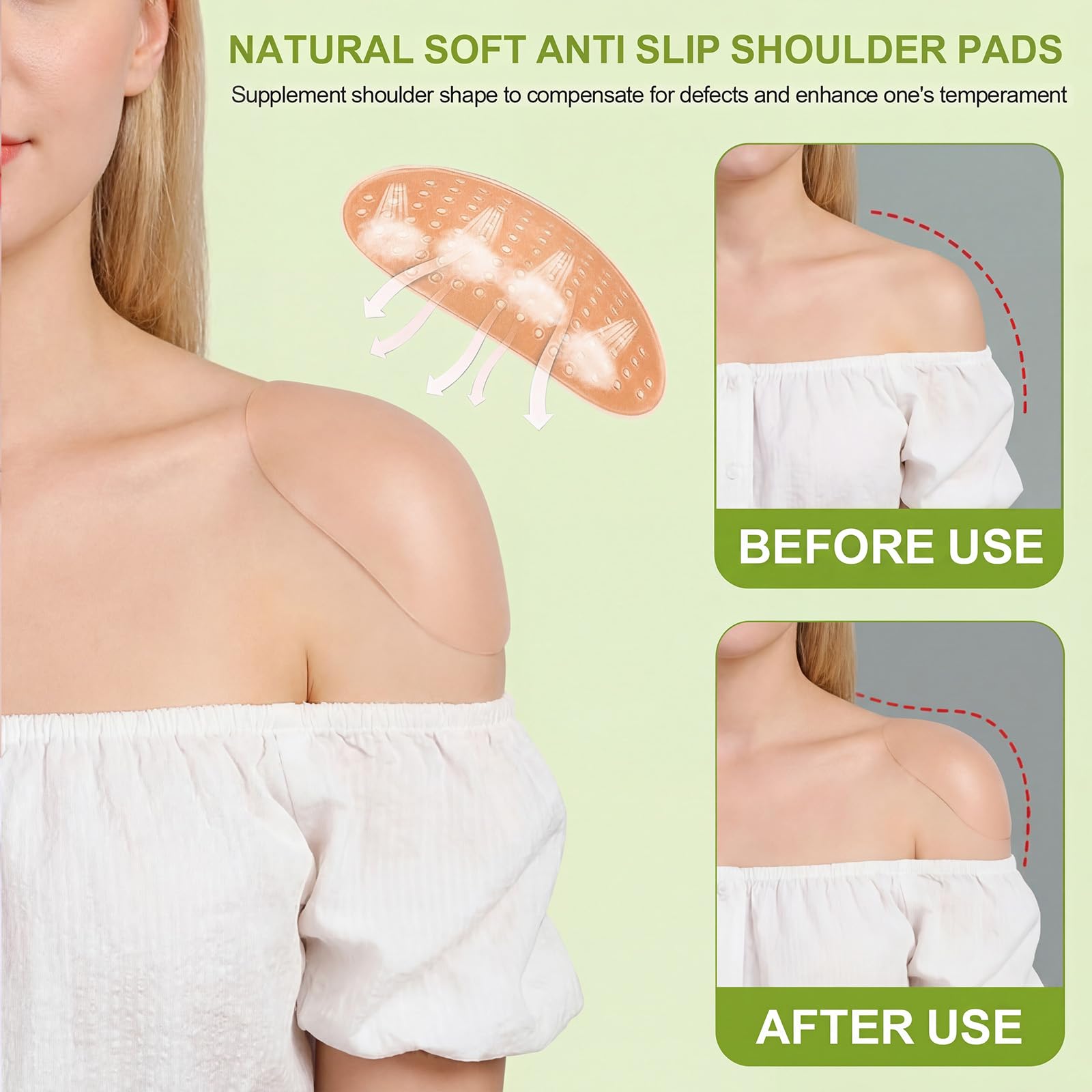 Eulihent 2 Pares Hombreras Autoadhesivas de Silicona Hombreras de Silicona Reutilizables Hombreras de Silicona Transparentes Hombreras Adhesivas Antideslizantes para Mujeres Hombres — view 2