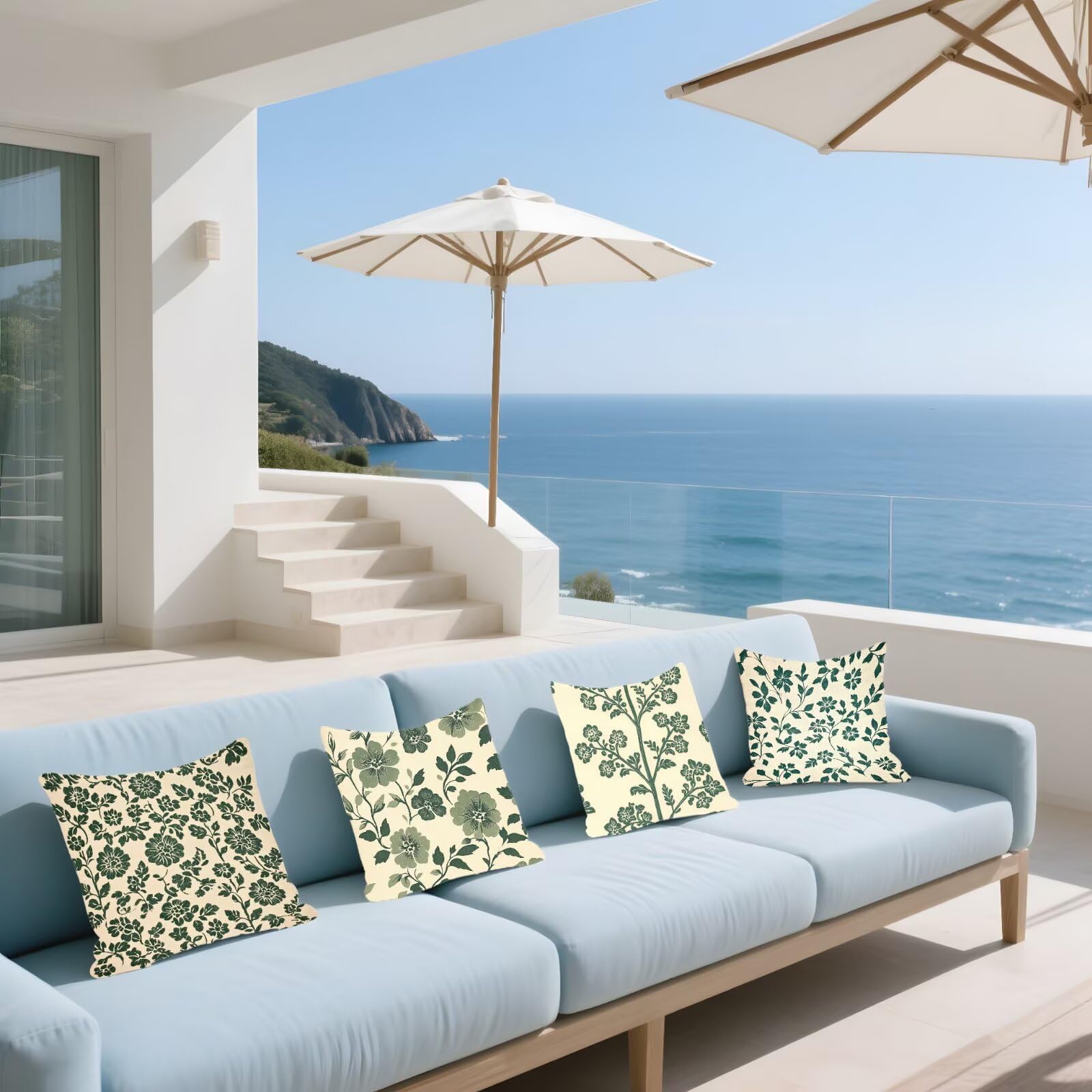 Cojines Sofa Fundas Cojines 40x40cm SúPer Suave Cojin Crema Planta Juego de 4, Fundas Almohada Impermeable Exterior, Interior Y Exterior Cojin Decorativos, Para JardíN SalóN Regalos NavideñOs P-407