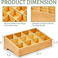 Vista 2 de Organizador de bolsas de té - Organizador de almacenamiento de té de bambú con 12 compartimentos, organizador de té de 1 capa para bolsas de té