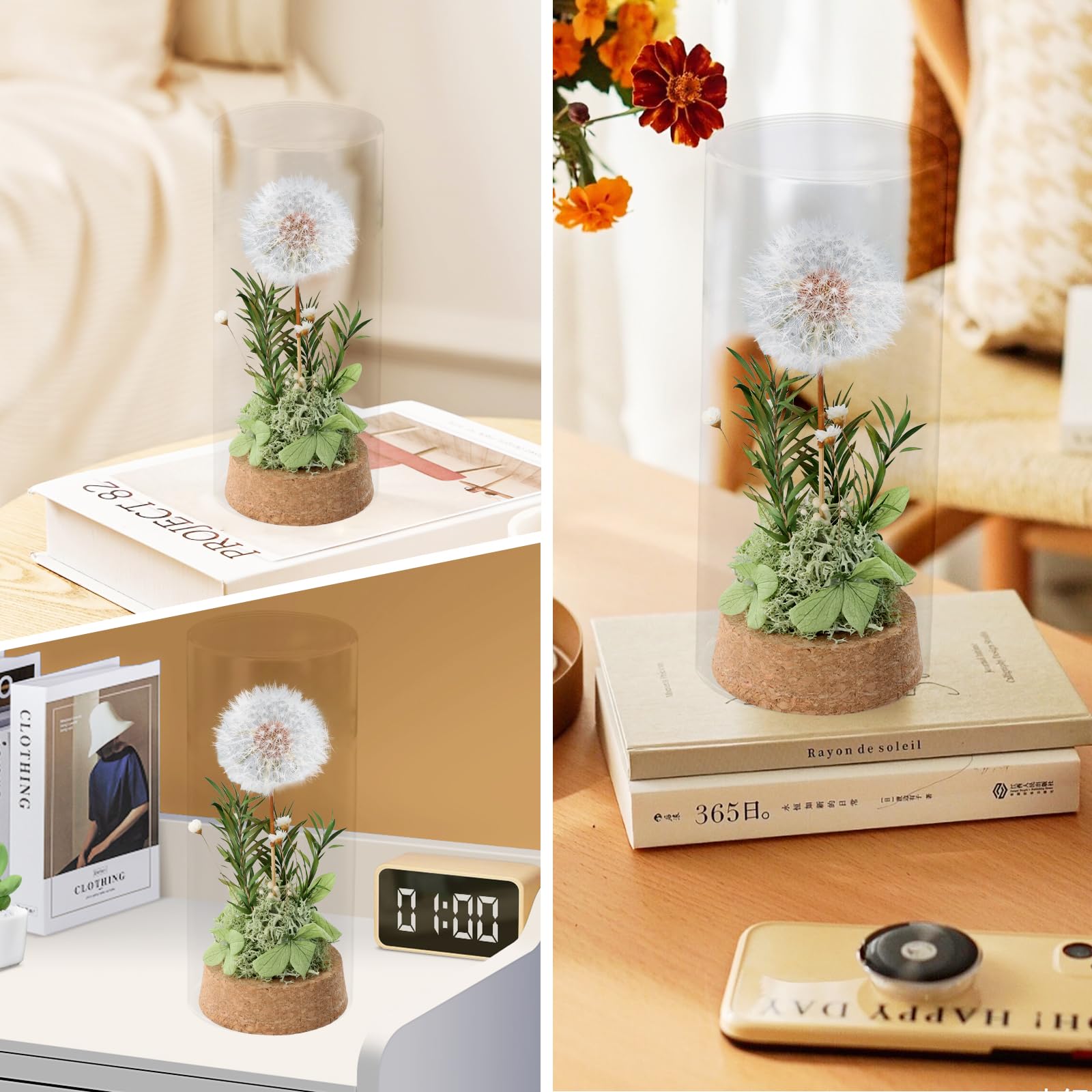 Dente di Leone Fiore Eterno in Vetro Decorativo Regalo, Fiori Conservati per Anniversario di Matrimonio Regalo Decorativo in Vetro per Donne Regalo Speciale per Moglie, Mamma, Nonna, Fidanzata