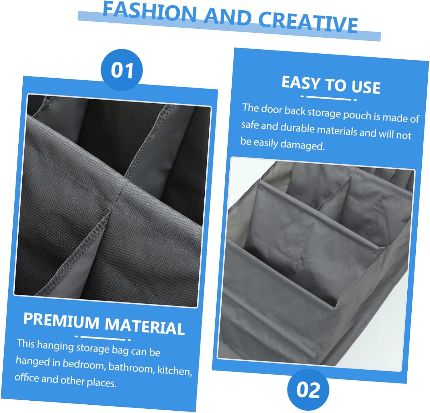 1 Set Door Back Storage Organizer Multi Layer Shoe Pocket Pouch for Living Household Over the Door Storage No Assembly Required Grey Compartment Design