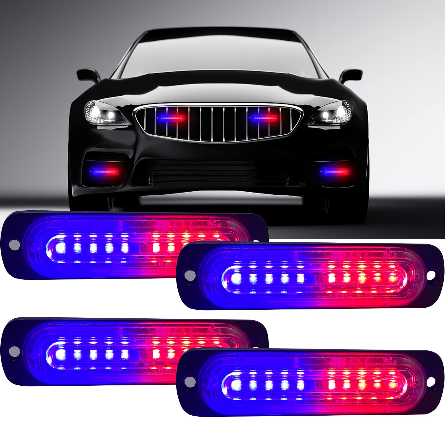 Buy LED Strobe Warning Light XT AUTO 4.4inch Ultra Thin Slim 10 LED