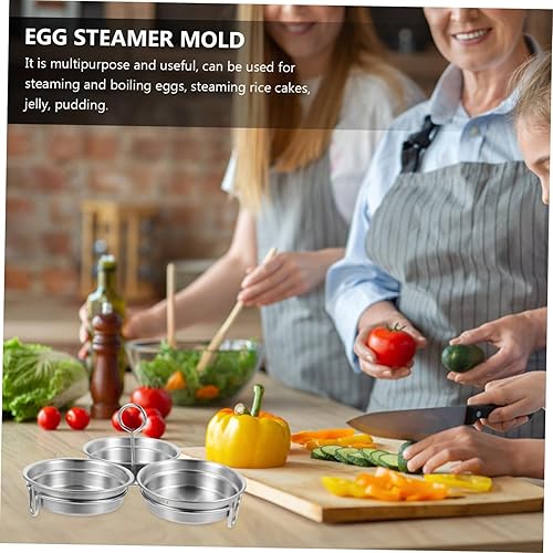 Miniatura 7 de BESTOYARD Molde de silicona circular para huevos de acero inoxidable, 2 piezas, molde de silicona en forma de huevo, soporte para huevos escalfados