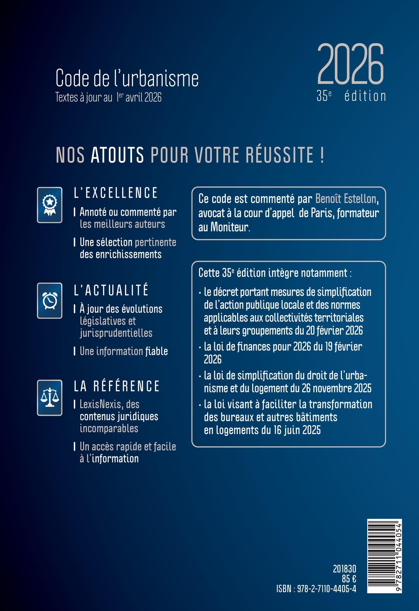 Code de l'urbanisme 2026