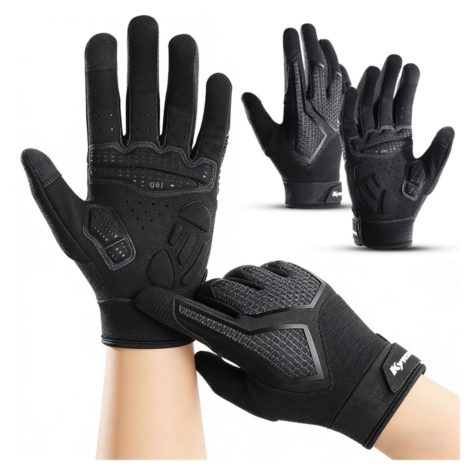 Guantes de ciclismo antideslizantes con absorción de golpes y dedos largos para hombre, transpirables, protector solar, pantalla táctil