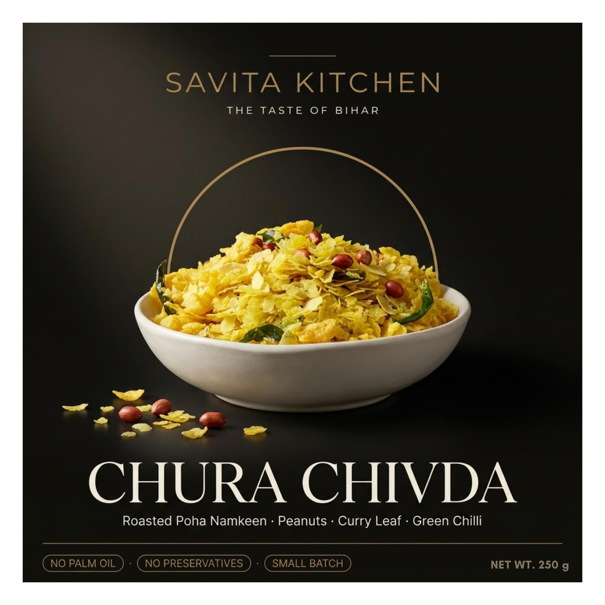 Savita Kitchen Chura Chivda Namkeen 250g | Roasted Poha Chiwda Mixture with Peanuts, Curry Leaves & Green Chilli | Made in Mustard Oil | No Palm Oil, No Preservatives | Small Batch Tea Time Snack-image-48