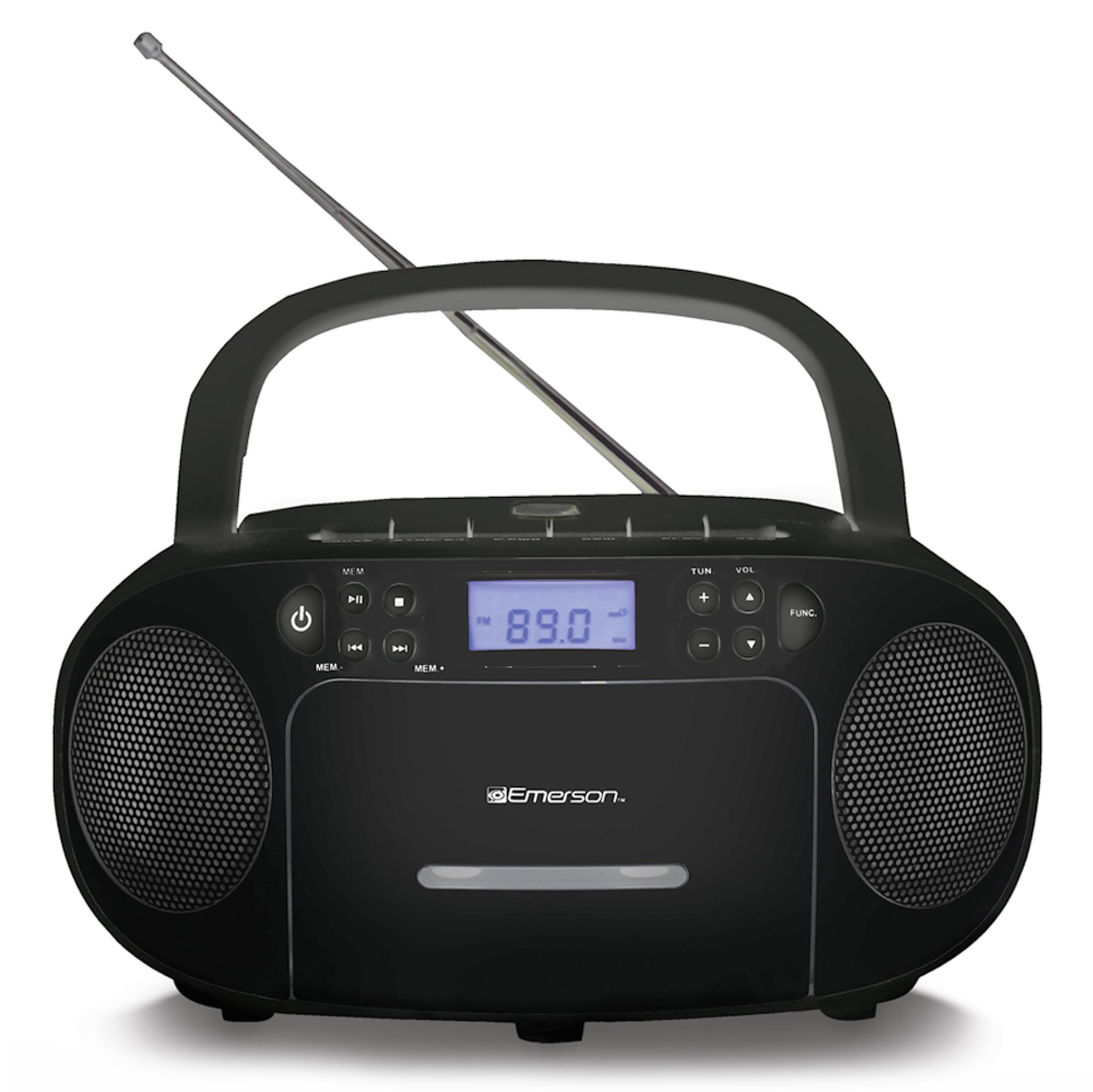 Emerson Portable CD Player Boombox with Cassette Player Combo, Tape Recorder, AM/FM Radio, AUX, Headphone Jack, Dual Speakers, AC/DC & Battery Operated - Stereo System for Home, Indoor & Outdoor Use-image-19