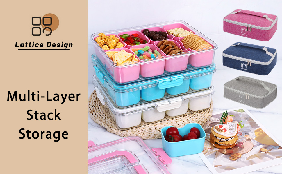 WETRBWEH Snack Box Container with Insulated Cooler Bag, Divided