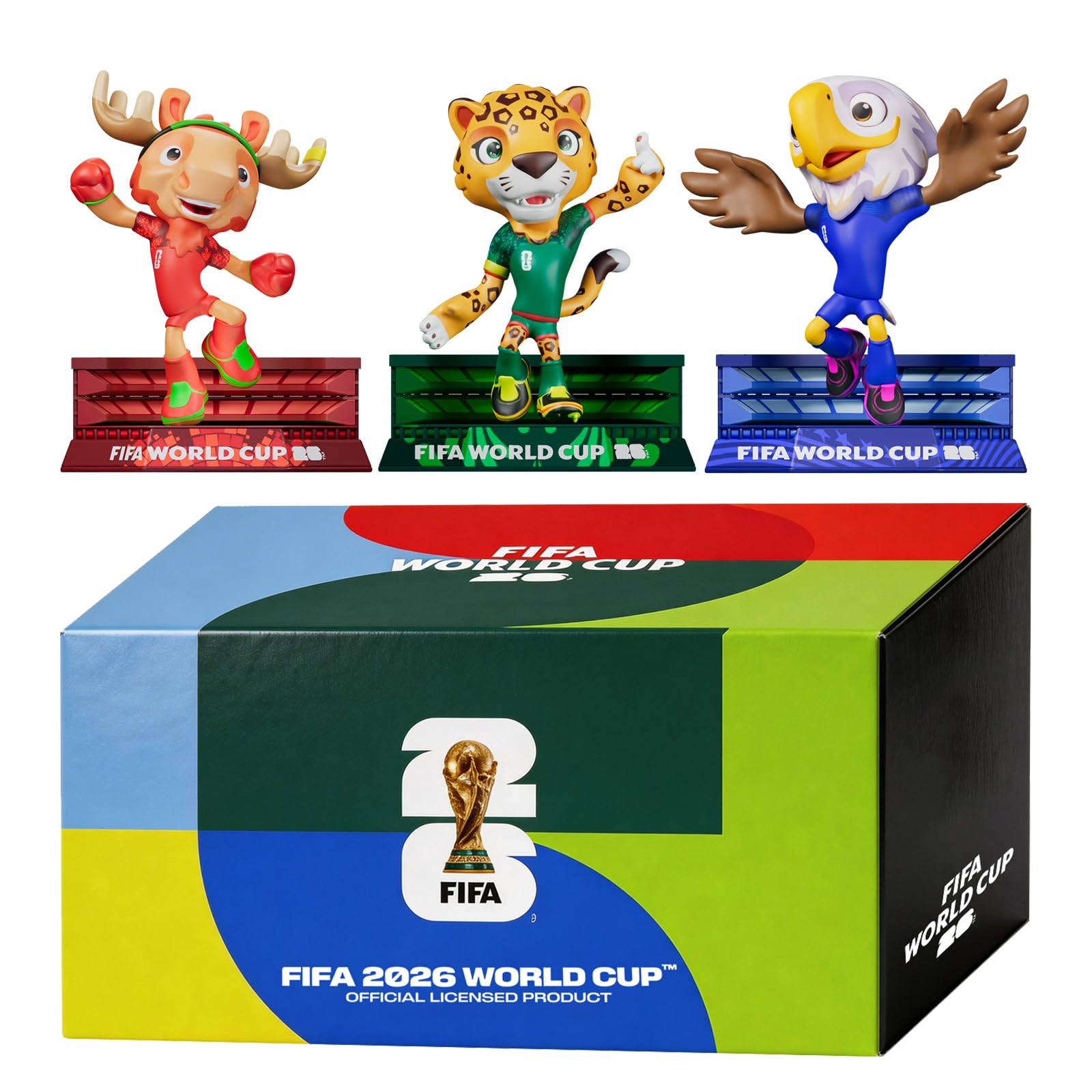Sanyetral FIFA World Cup 2026 3PCS Figurines de Mascottes Multicolore,Comprend Clutch, Zayu, Maple, Jeu de Court-B (6 cm)