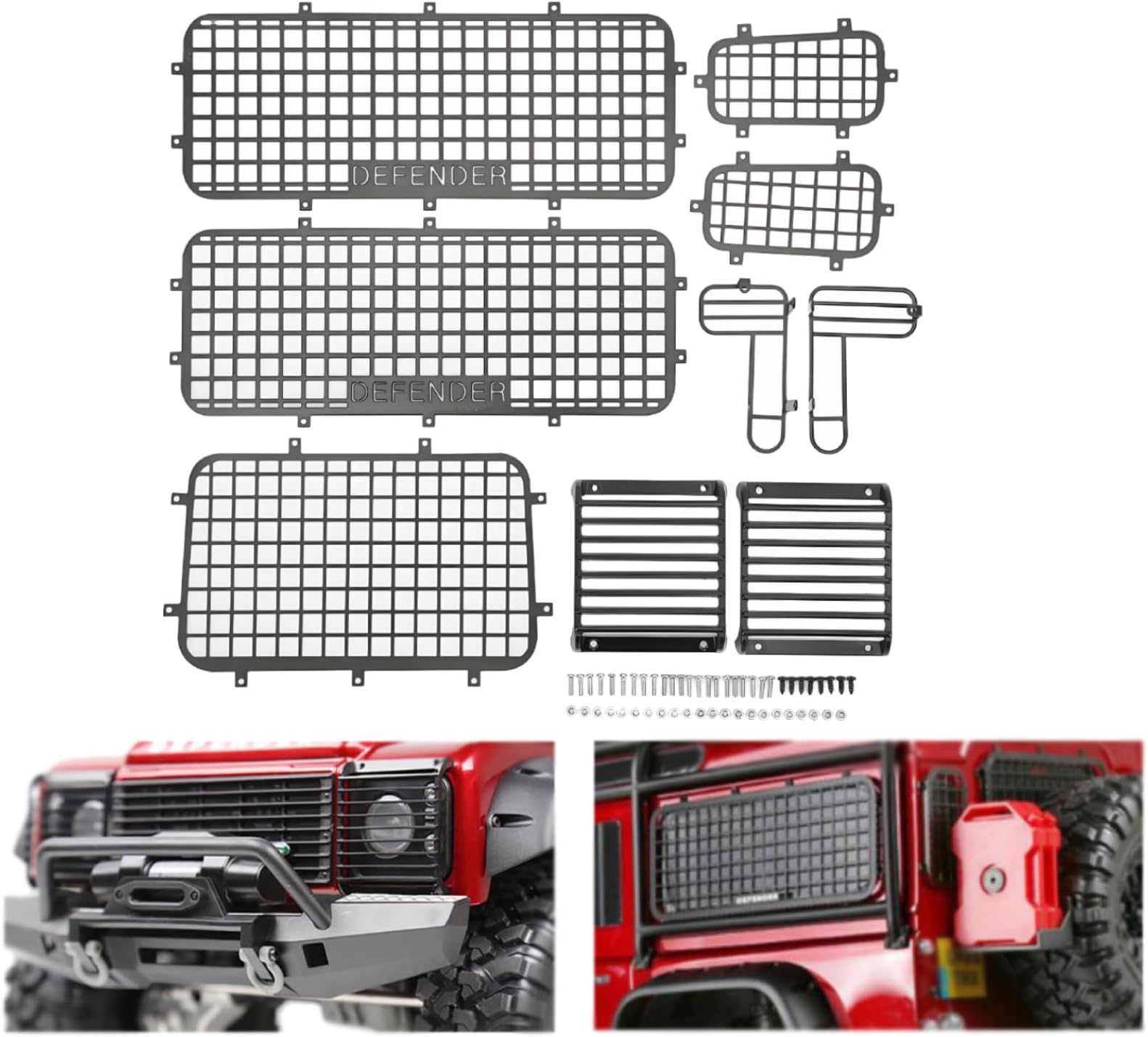 SUNGOOYUE RC Metal Window Mesh, Simulation Prevent Scratching RC Car Defender Window Guard RC Body Mesh for TRX4 RC Cars