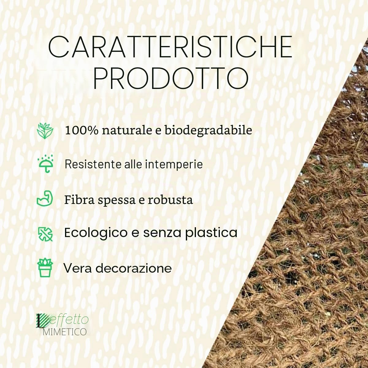 Tenda parasole in fibra di cocco, protezione solare ecologica, diverse misure e forme triangolare, terrazza, giardino, pergolato (Sable, 3x3x3m, Triangolare)