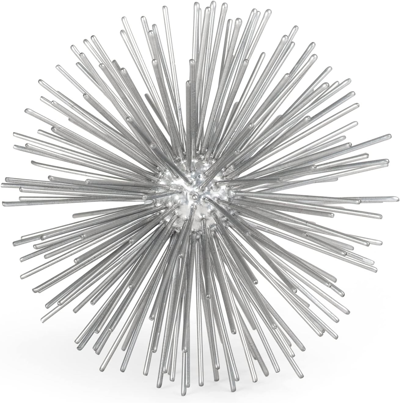 Torre & Tagus Spike Ball Silver Sphere Decor, Mid Century Modern Metal Silver Starburst for Home Decor On Shelf, Coffee Table, Wedding or Handmade Gift (4")
