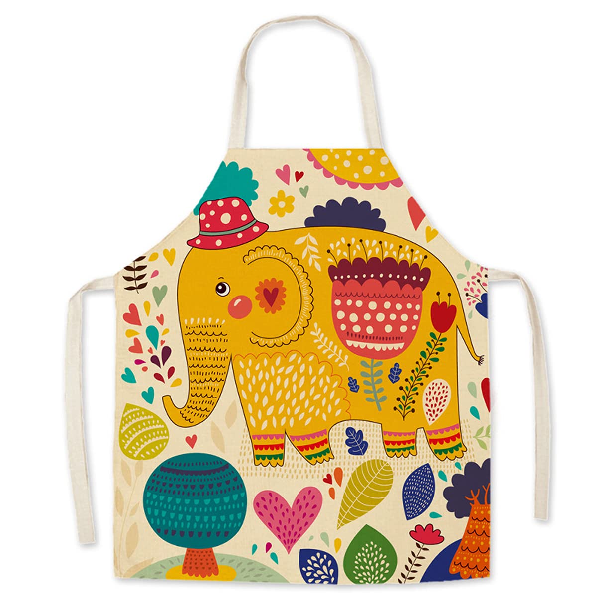 Eyands Boys Elephant Child Apron For Cooking Baking - Cute Pattern Linen Kitchen Apron For Kids, Cooking Painting Gardening Apron