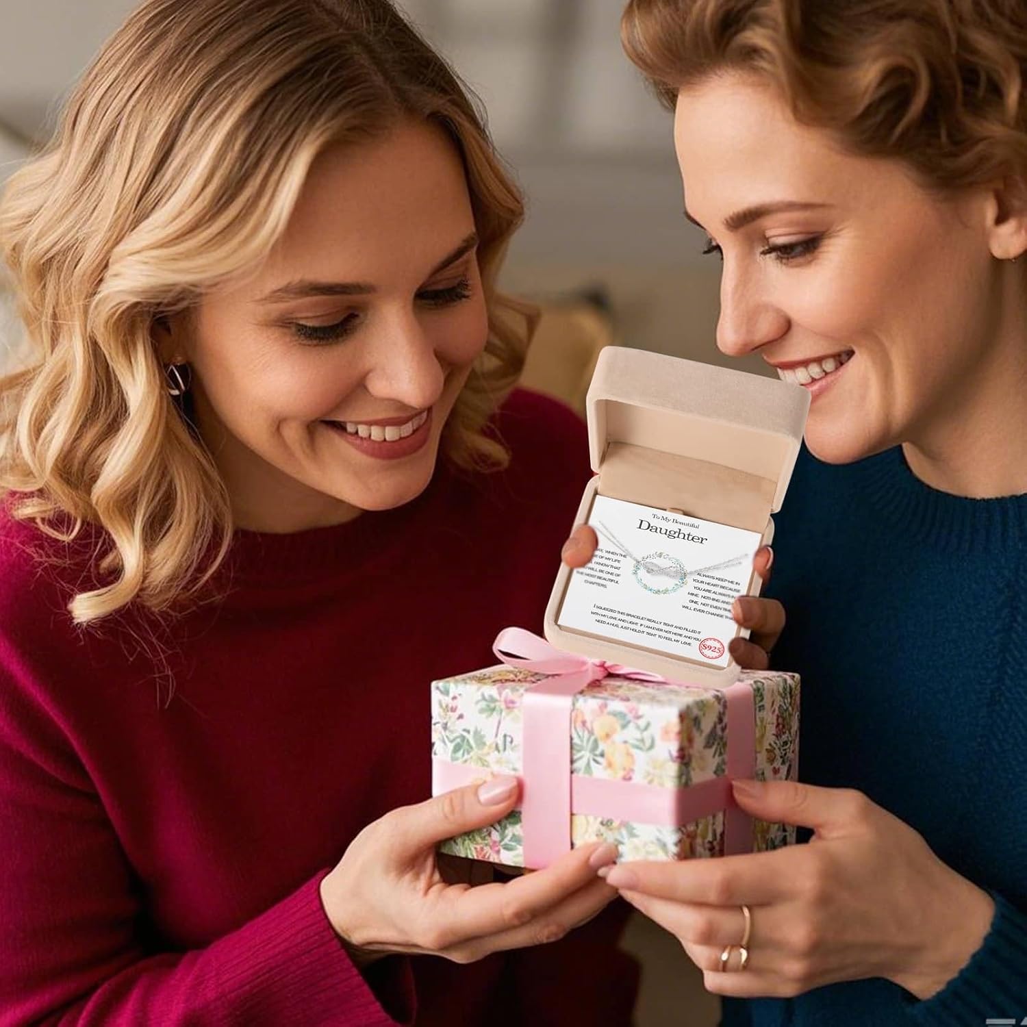 Valentine's Day Gifts for Daughter,Daughter Bracelets from Mom Dad,925 Sterling Silver Infinity Bracelet for Daughter from Dad, Mother Daughter Bracelets with Message Card, Birthday Gift, Gift for Chrismas Mother's Day - Image 7