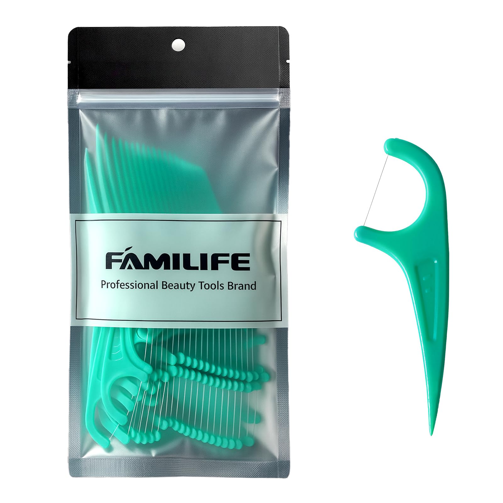 FAMILIFE Floss Picks 75 Count Mint Dental Floss Picks for Adults Kids Strong Thread Flossers Tooth Picks Flossers