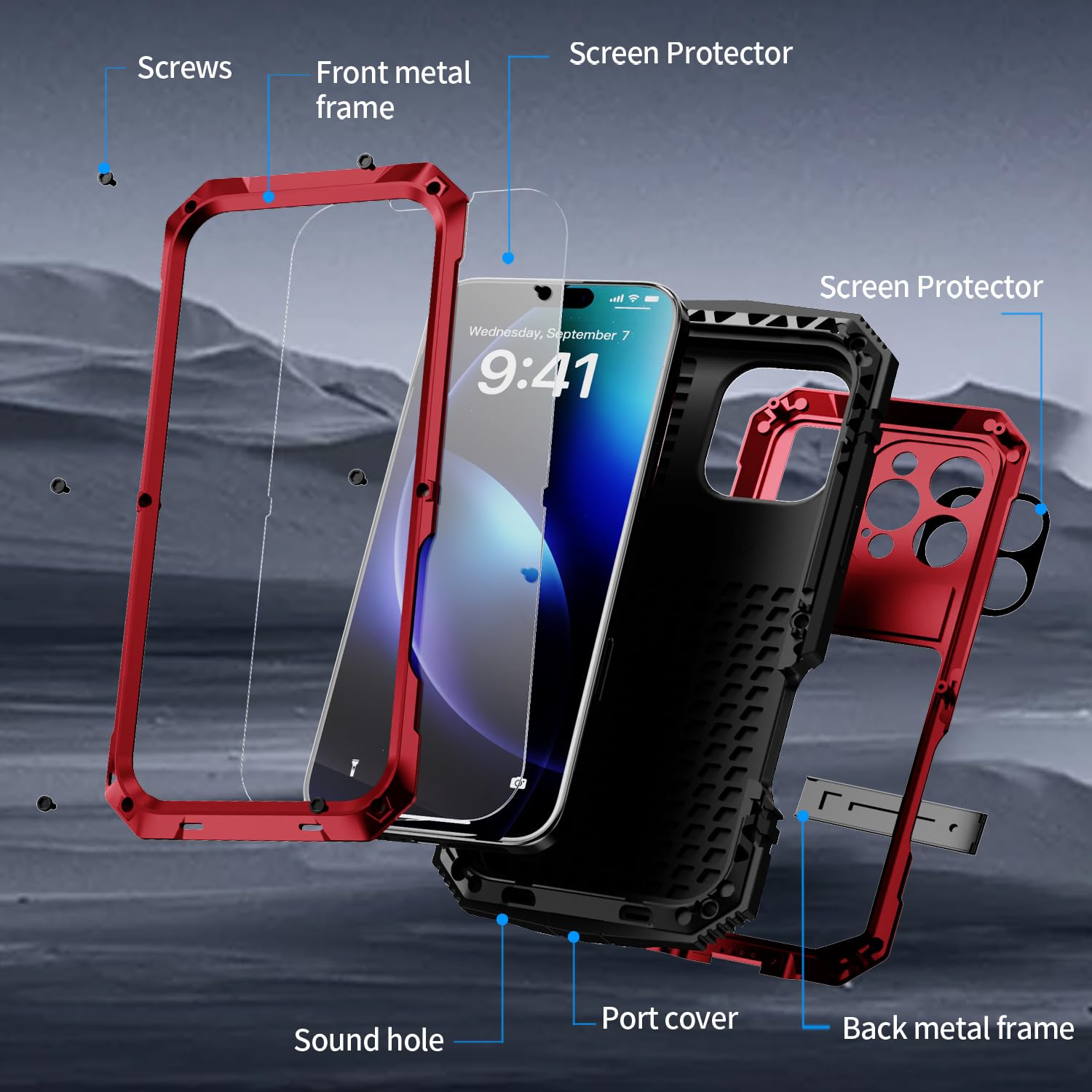MIYIYQP Compatible for iPhone 16 Pro 5G Case with Stand Kickstand & Built-in Camera & Screen Protector - Image 3