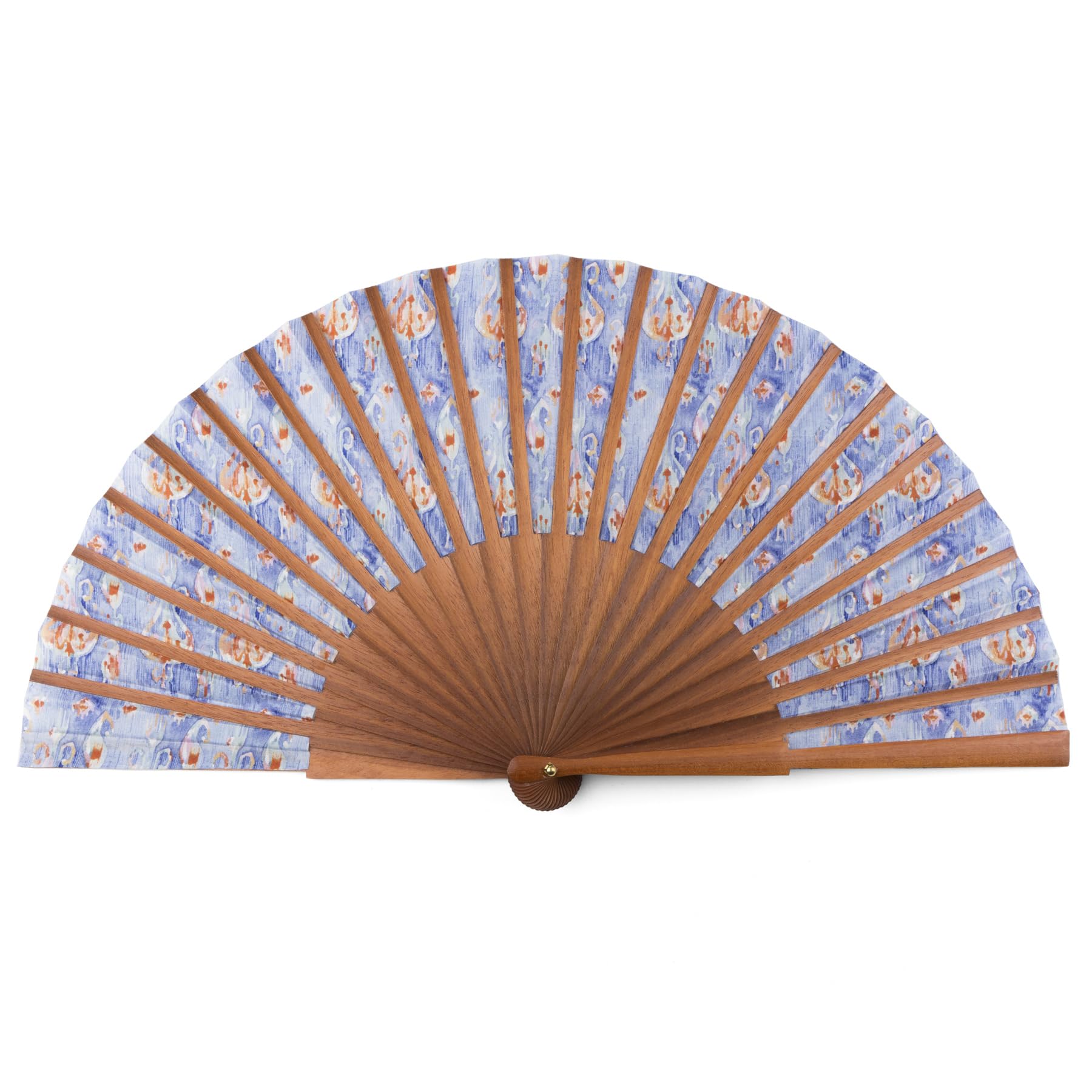Fächer aus Seide und spanischem Holz | handgefertigt in Valencia | Ikat-Farbdruck | Samtbezug inklusive | originelles und handgefertigtes Geschenk | Ikat-Kollektion