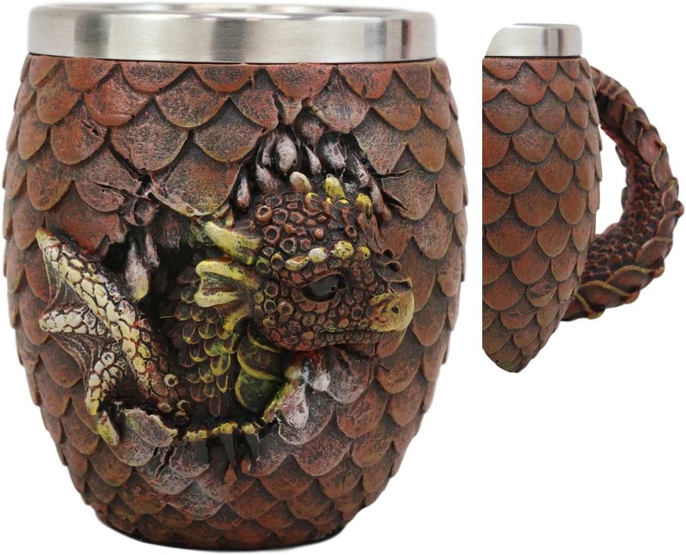 Ebros Medieval Khaleesi's Elemental Dragon Colorful Scale Egg With Hatching Wyrmling Small Coffee Tea Mug Cup 3.75" High Fantasy GOT Themed Dungeons And Dragons Drinking Cups (Set of 2 Red And Blue)