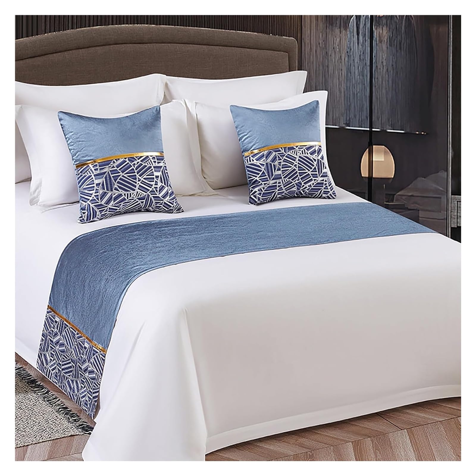 JFGCTYHXY Bed linen throws, Luxury Silky Bed Runners, Soft Solid Scarves Cover Protection Bedspreads Bedding End Scarf(Blu,50 * 210cm for 150cm Bed)