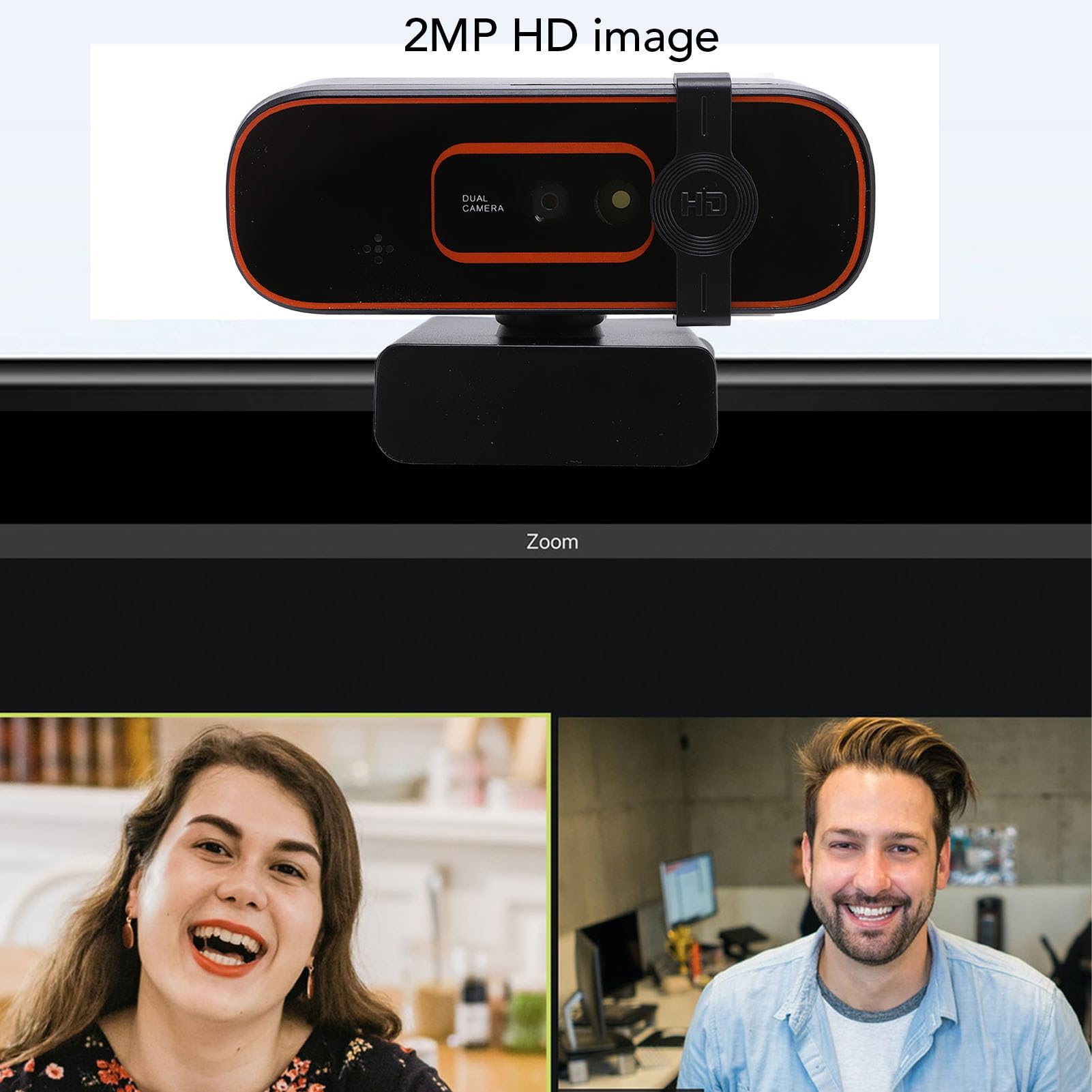 PUSOKEI Cámara Web de 1080P con Micrófono, Enfoque Automático y Reconocimiento Facial, Cámara Web de Video con Clip para Computadora Portátil de Escritorio de 2MP para WindowsHello