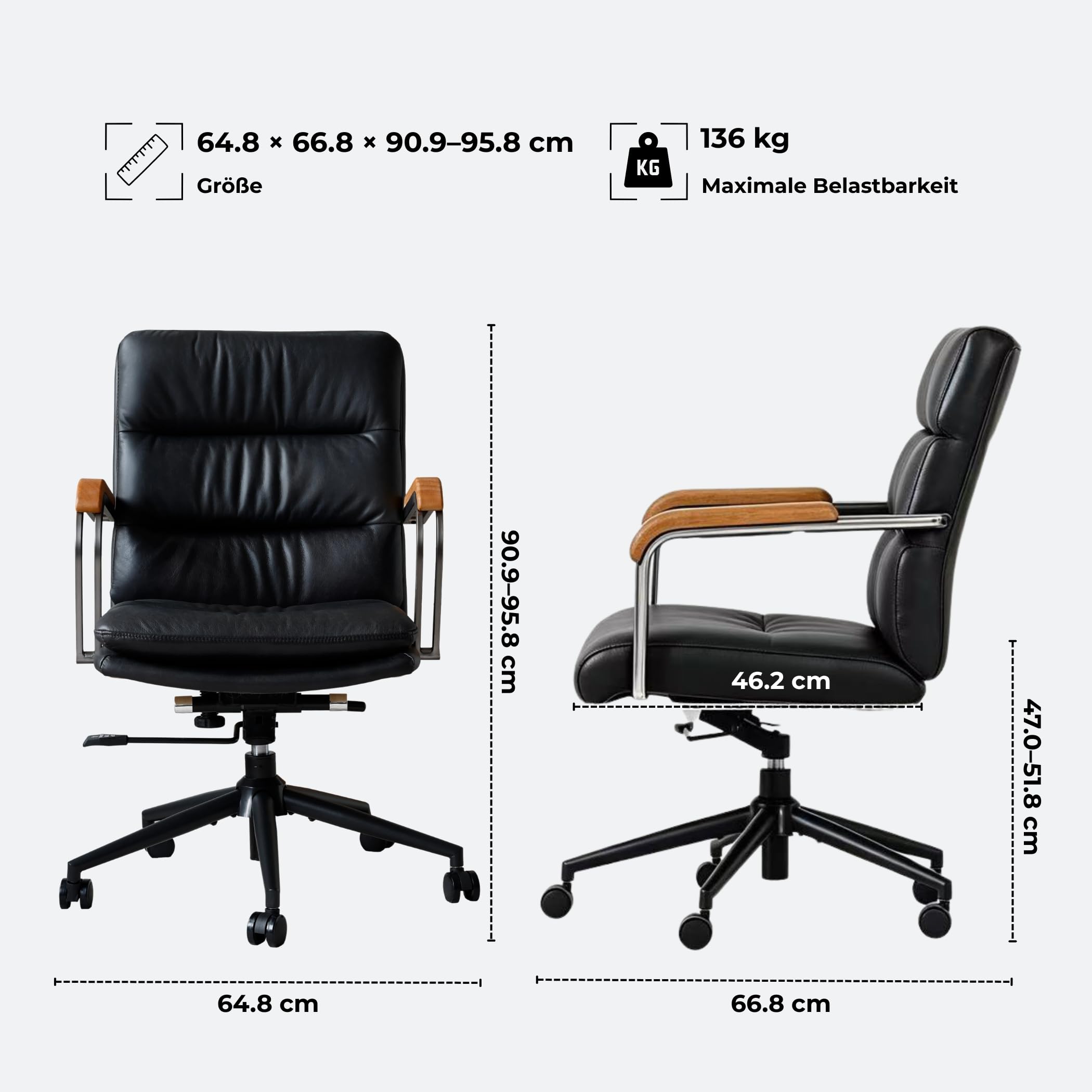 Fauteuil de bureau vintage industriel en cuir véritable, charge