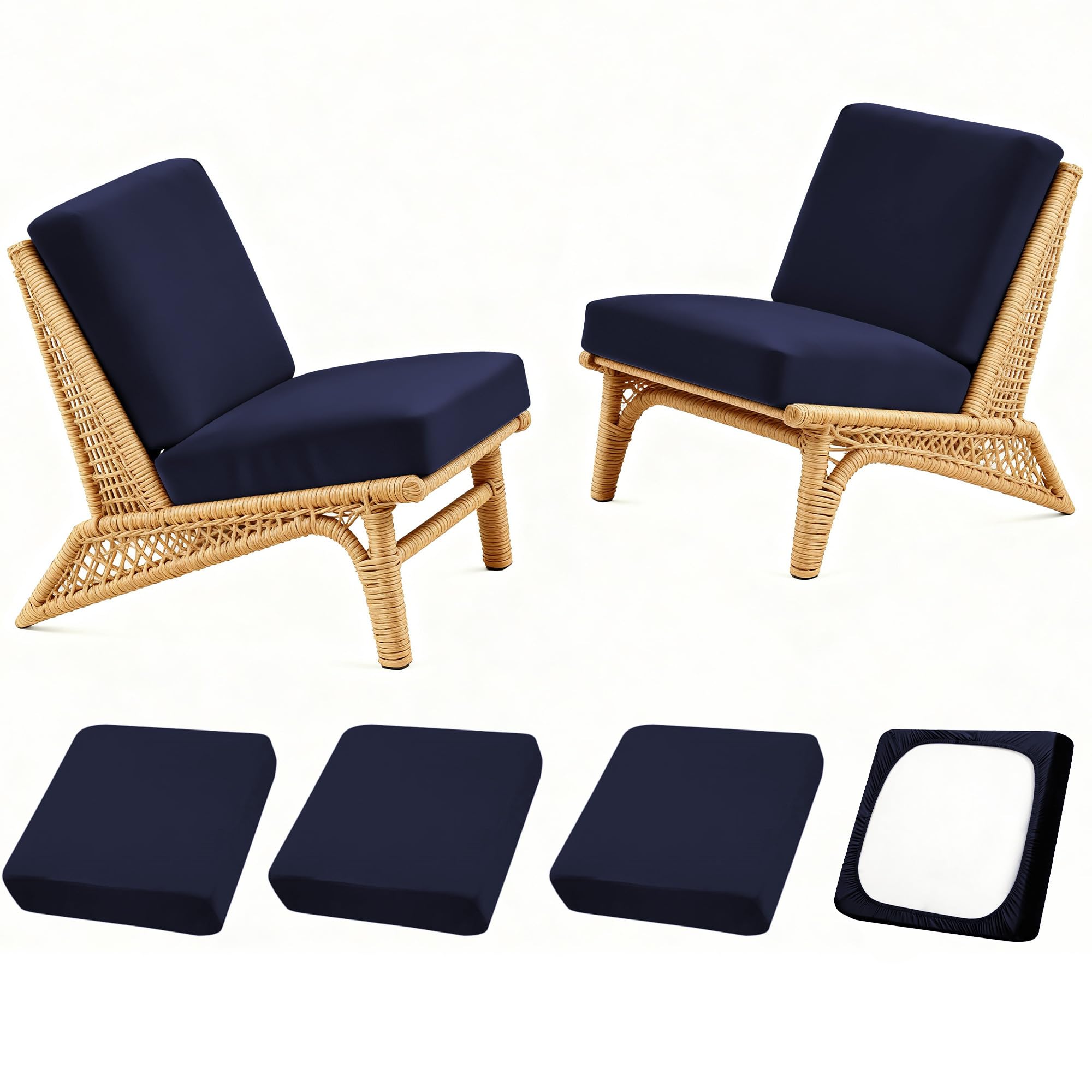 4PCS Patio Cushion Covers,Patio Furniture Couch Seat Slipcovers，Washable Furniture Protector, Replacement for Sofa Sectional Chair