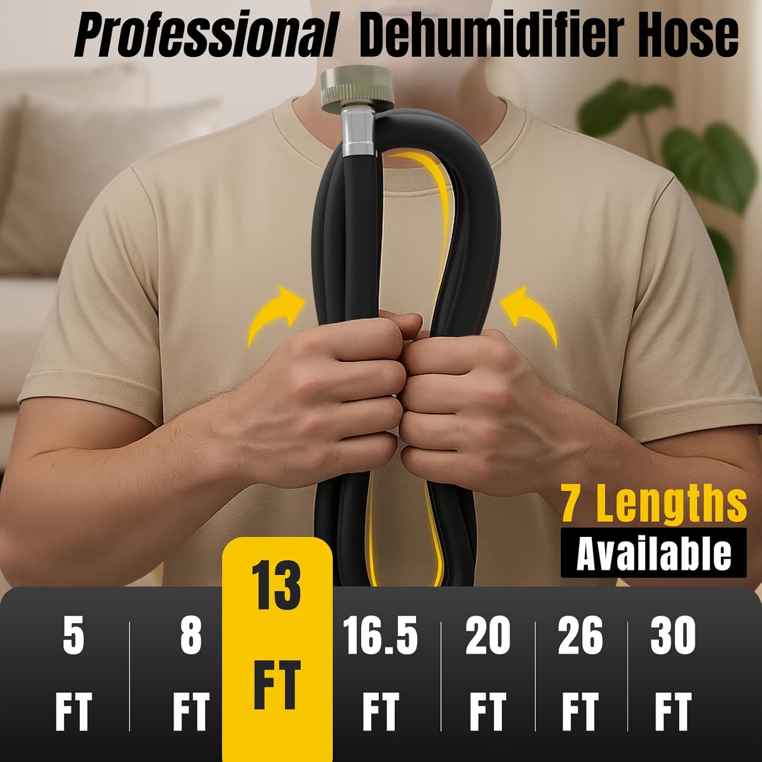 30FT Dehumidifier Drain Hose with 3/4 Inch FHT Leak-Proof and Rust-Resistant Connector Portable AC Tangle-Free Thickened Drain Hose Indoor Perfectly Fit Most Dehumidifier Models