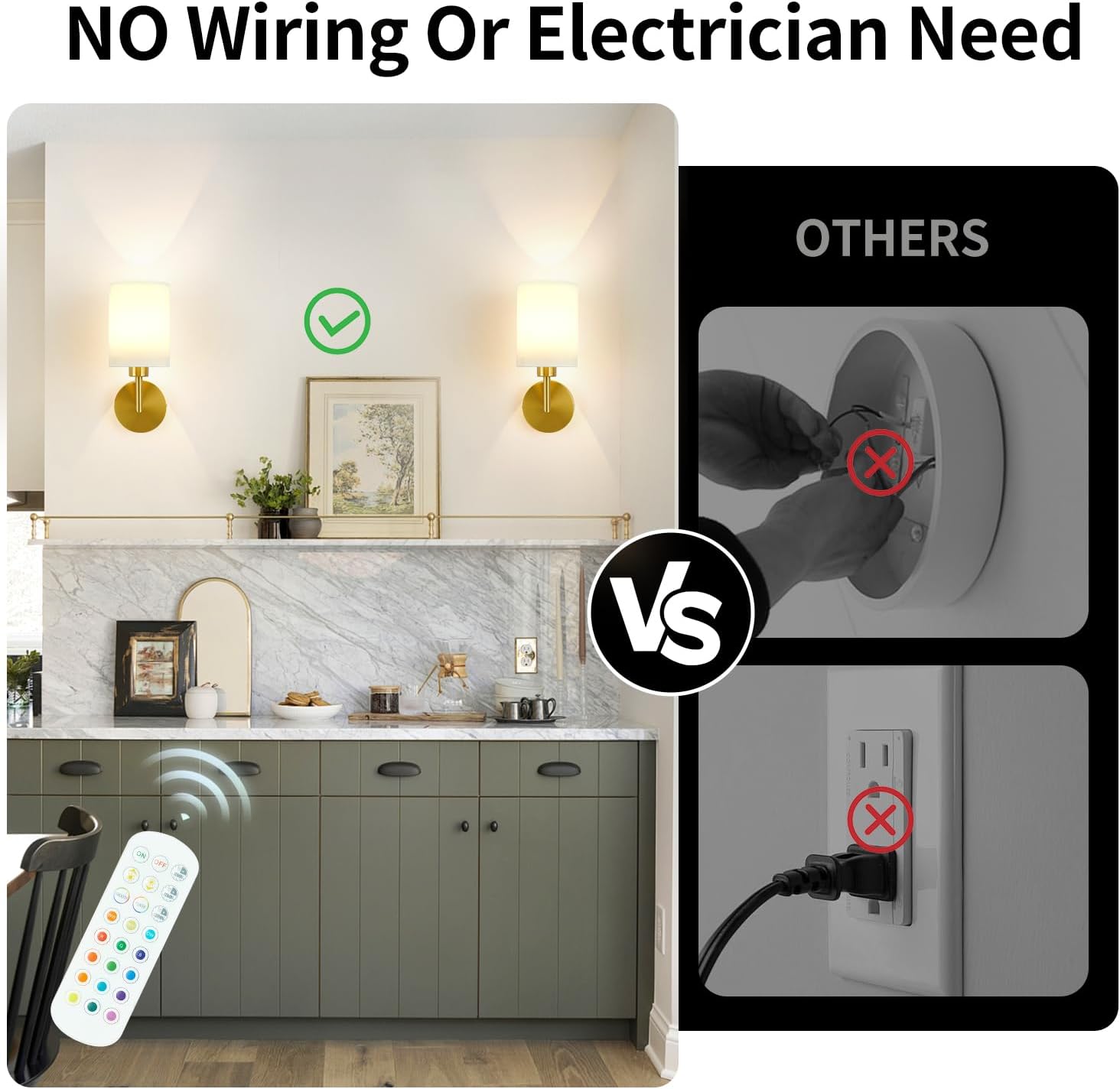 Battery Operated Wall Sconce Set of Two,Dimmable Cordless Wall Sconces,12 Colors Rechargeable Wall Lights,Wall Lamps for Bedroom,Living Room (Bronze)