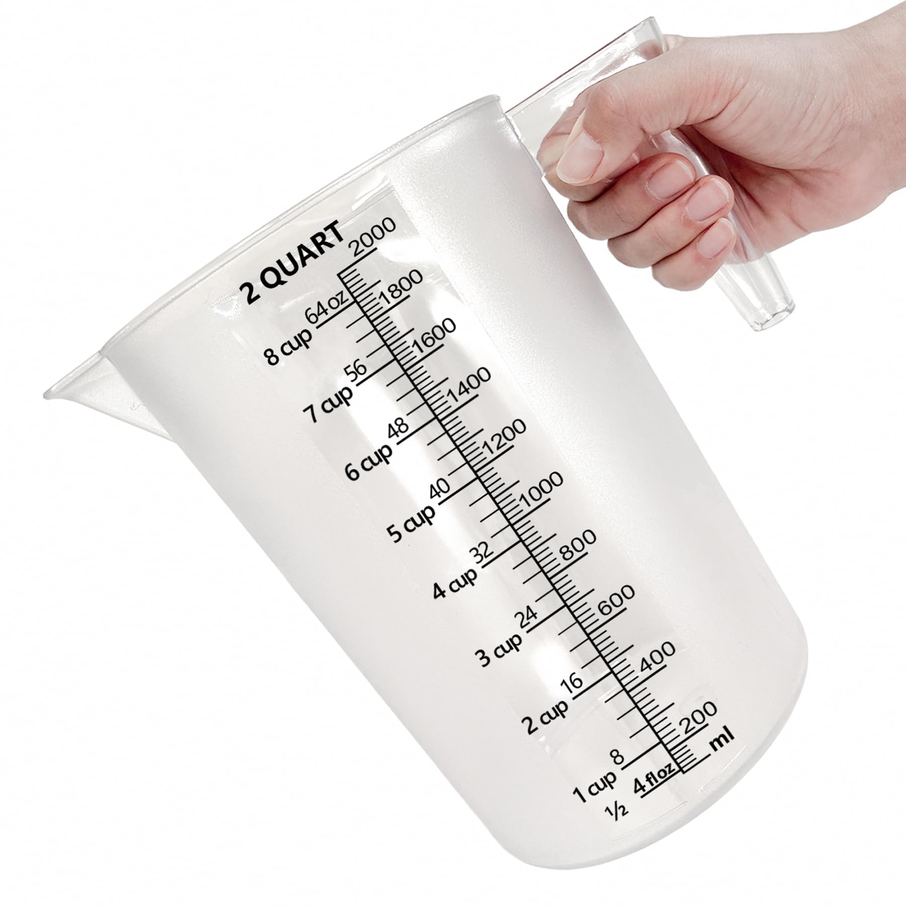 Taza medidora de plástico con asa, taza medidora de productos químicos para piscina, jarra medidora de plástico para mezclar líquidos, verter, cuidado del césped, alimentos para mascotas, aceite de