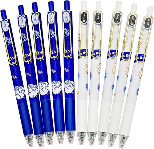 Miniatura 6 de Maydahui 12 bolígrafos retráctiles de gel con rosa azul y rosa con clip de bolsillo dorado, tinta negra para niñas, mujeres, día de la madre, regalo