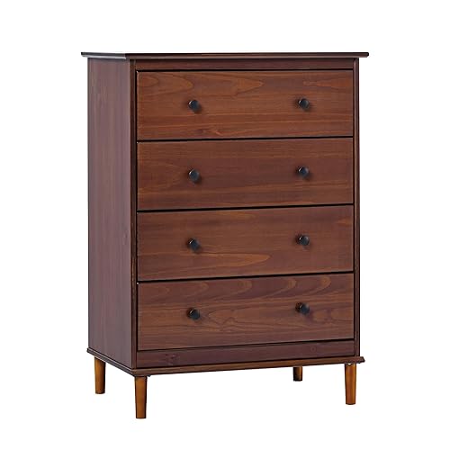 Walker Edison Modern Tall 4-Drawer Solid Wood Dresser Bedroom Storage