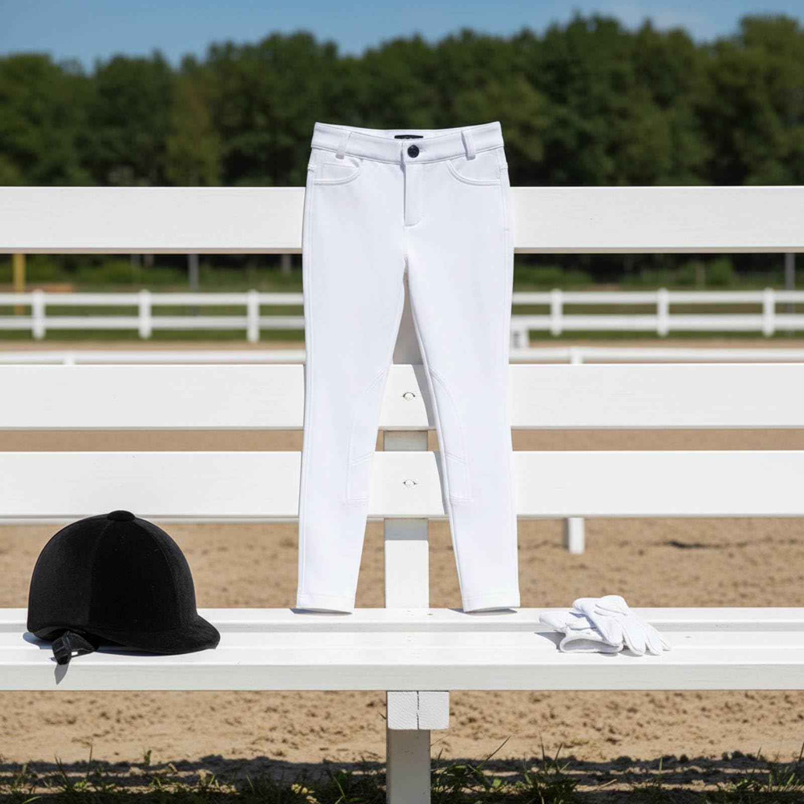 Baoblaze Pantalones de Equitación para Niños Pantalones Breeches Jodhpurs Mallas con Tejido Amable con la Piel y Buena Ventilación Ajuste Cercano Que Mejora la, White, 160