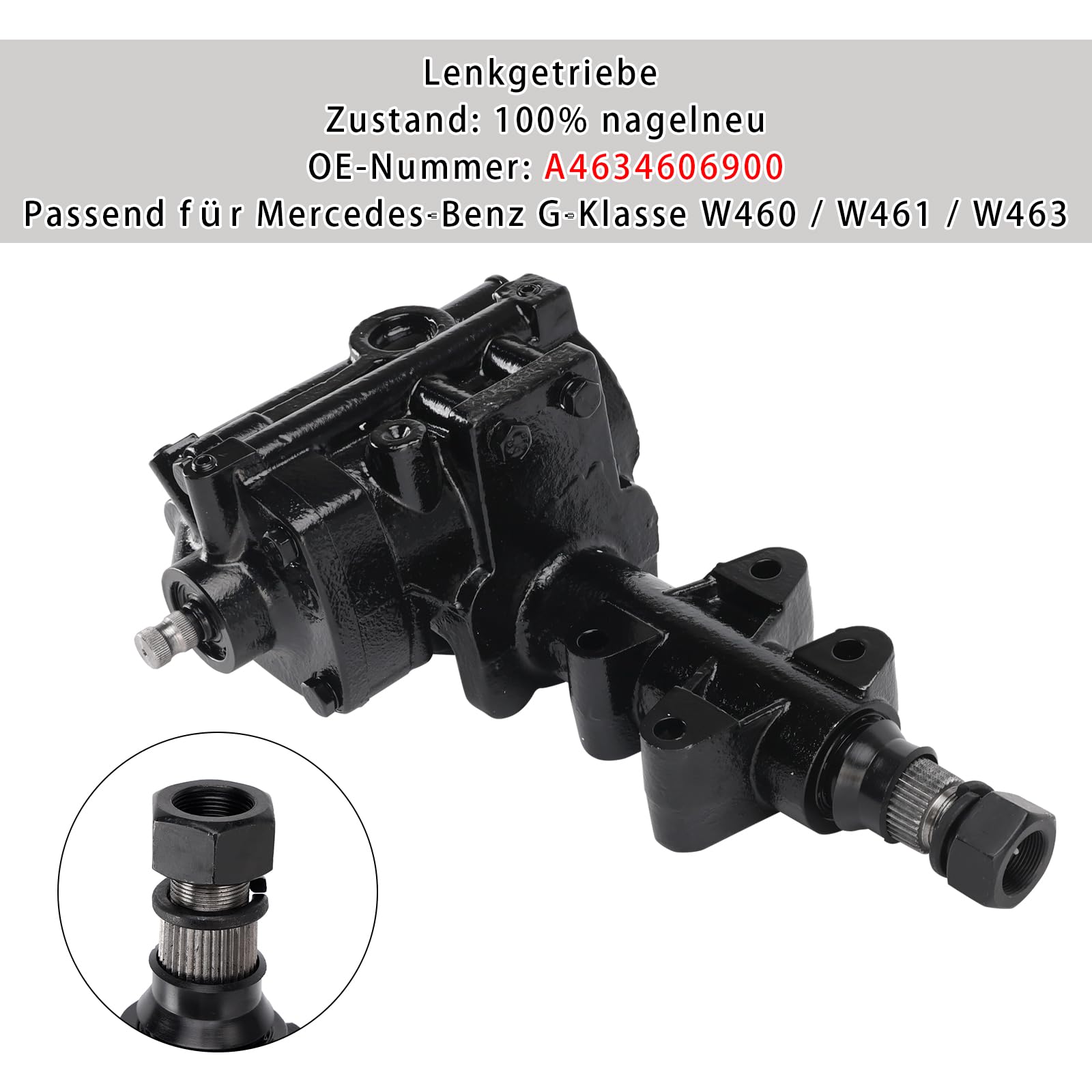 Bruce & Shark Steering Gear Box A4634606900 pourMercedes-Benz G-Class W460 W461 W463 2007-2018, Direct Replacement Steering Gear Box