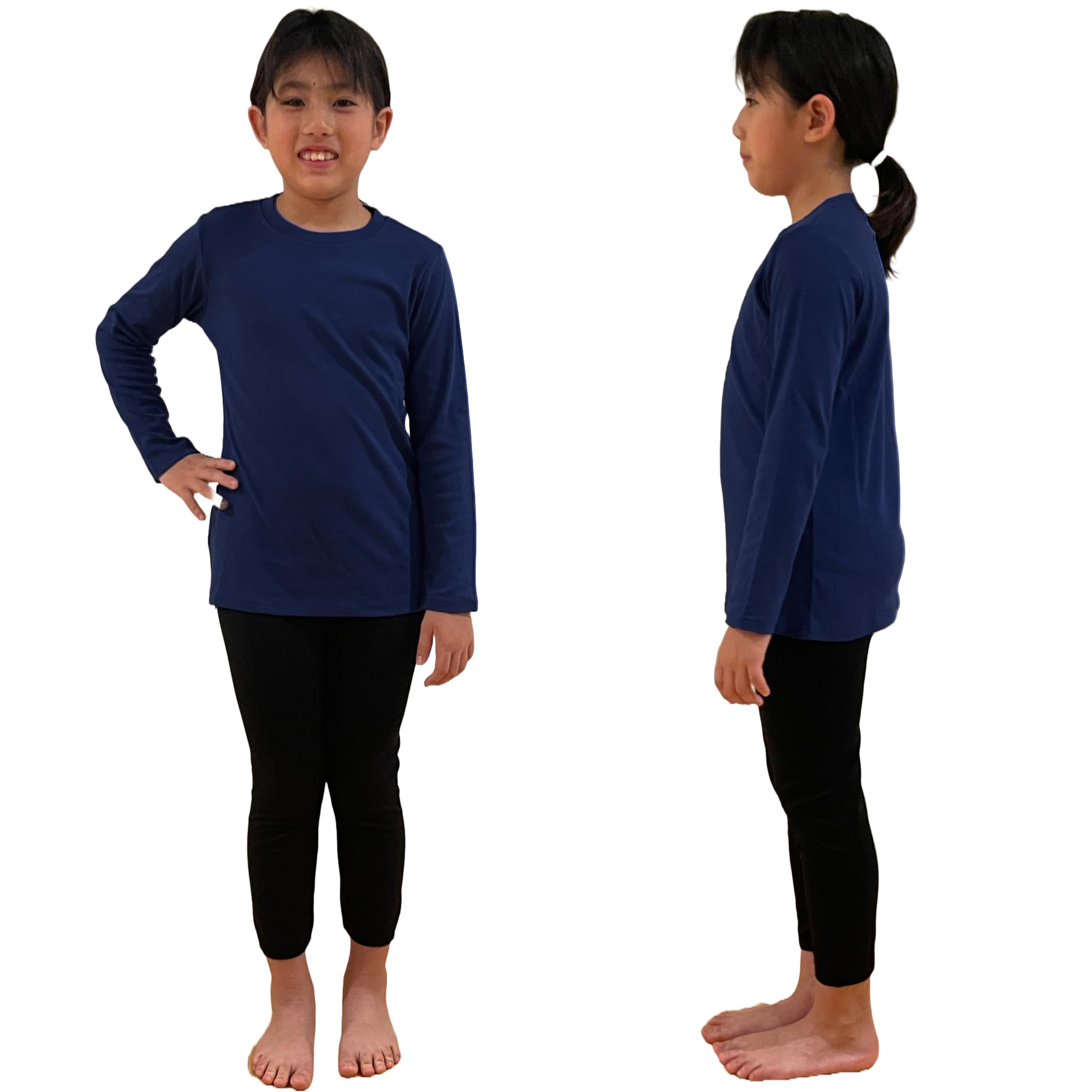Soft Cotton Baby & Girls Crew Neck Solid Long Sleeve Infant Shirt, Navy 18M