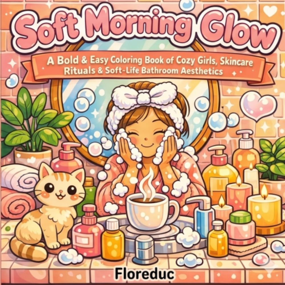 Soft Morning Glow: A Bold & Easy Coloring Book of Cozy Girls, Skincare Rituals & Soft-Life Bathroom Aesthetics