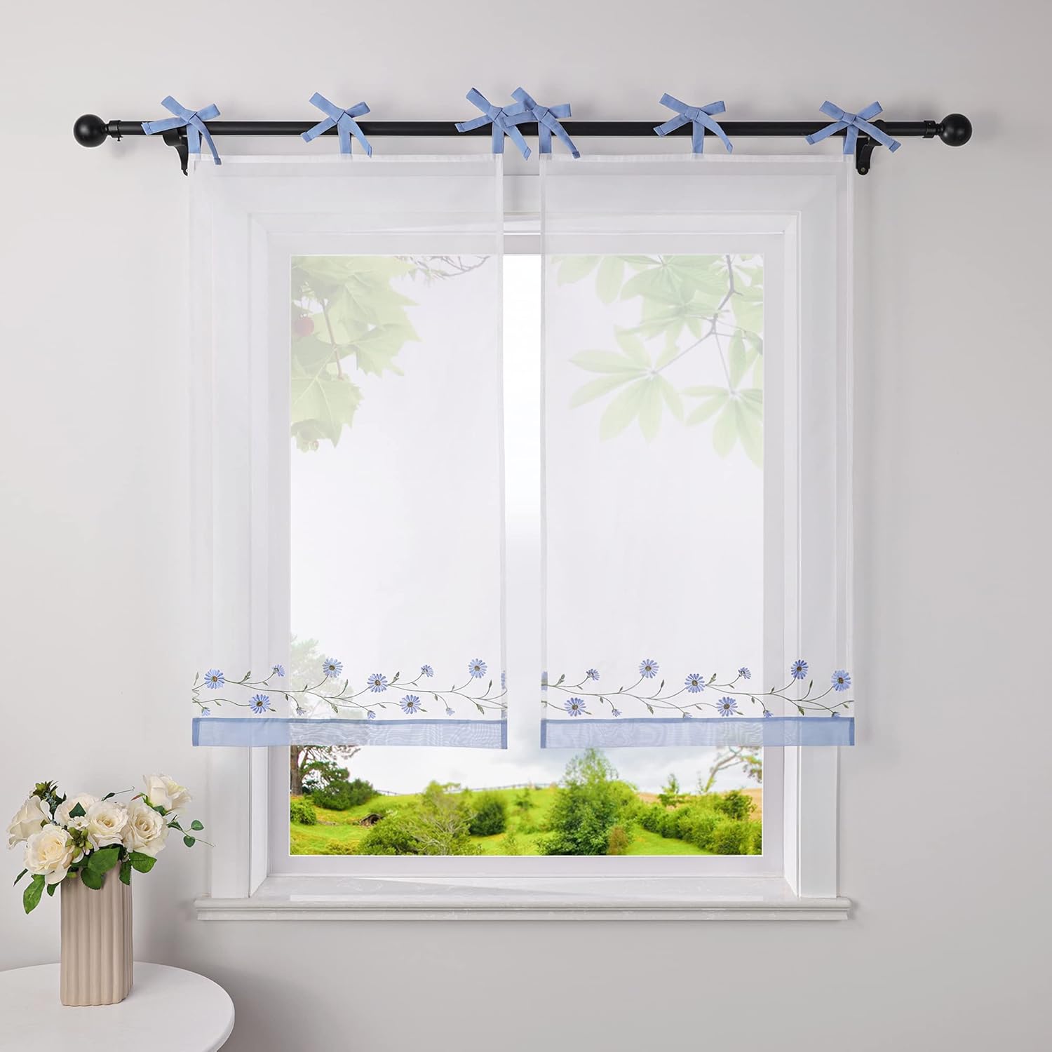 HeichkelL Scheibengardine Braun 60x120cm | Leinenoptik Mit Tunnelzug | Für Küche Und Kleinfenster