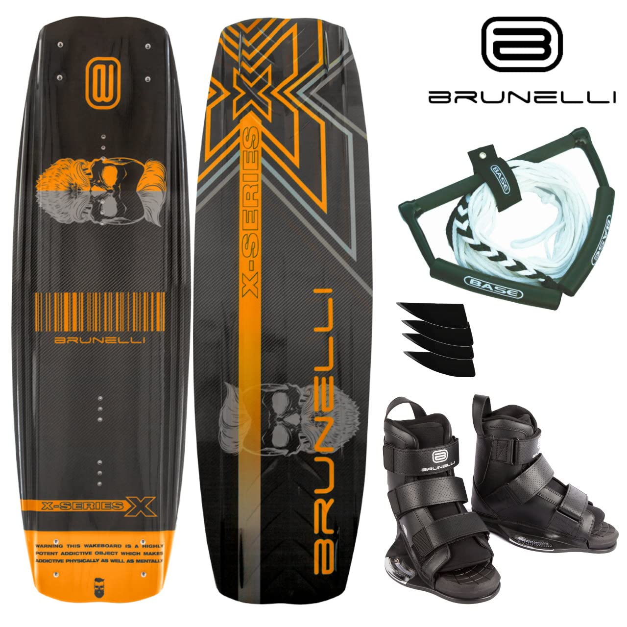 Brunelli Paquete de Wakeboard de carbono, 138 cm, encuadernación Wakeboard