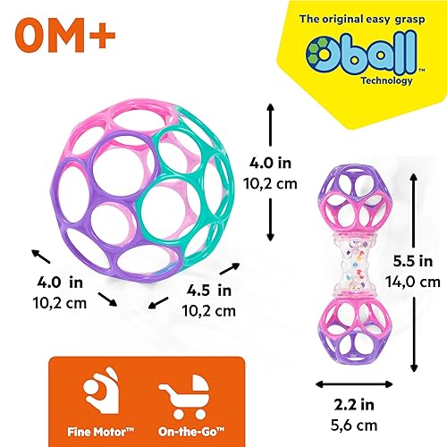 Vista 35 de Bright Starts Easy-Grasp Oball Bundle Set de regalo - Agarra el día, juguetes de pelota y sonajero, paquete de 2, sin BPA, unisex, recién nacido +