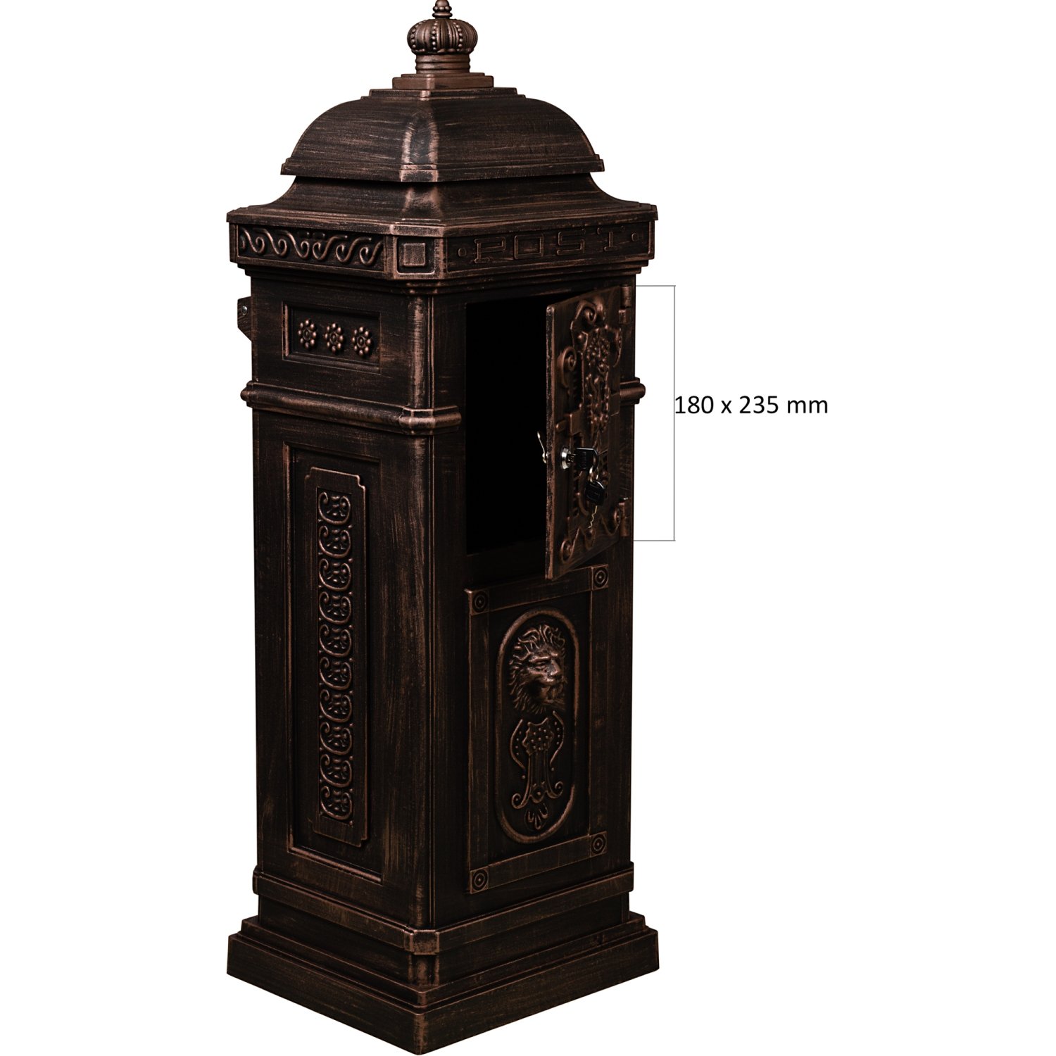 Boîte Aux Lettres Murale - Style Antique - Aluminium - Marron