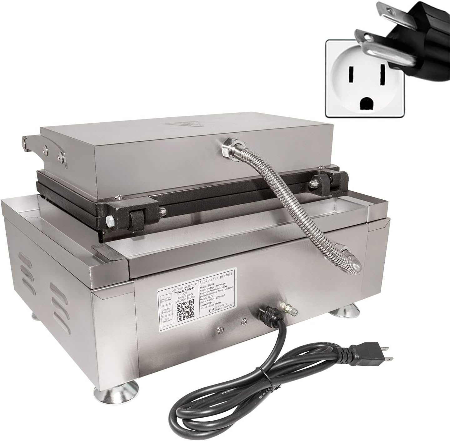 Corn Dog Waffle Maker for Commercial Use | Hotdog Waffles on a Stick | Stainless Steel | 110V (6 Pcs)