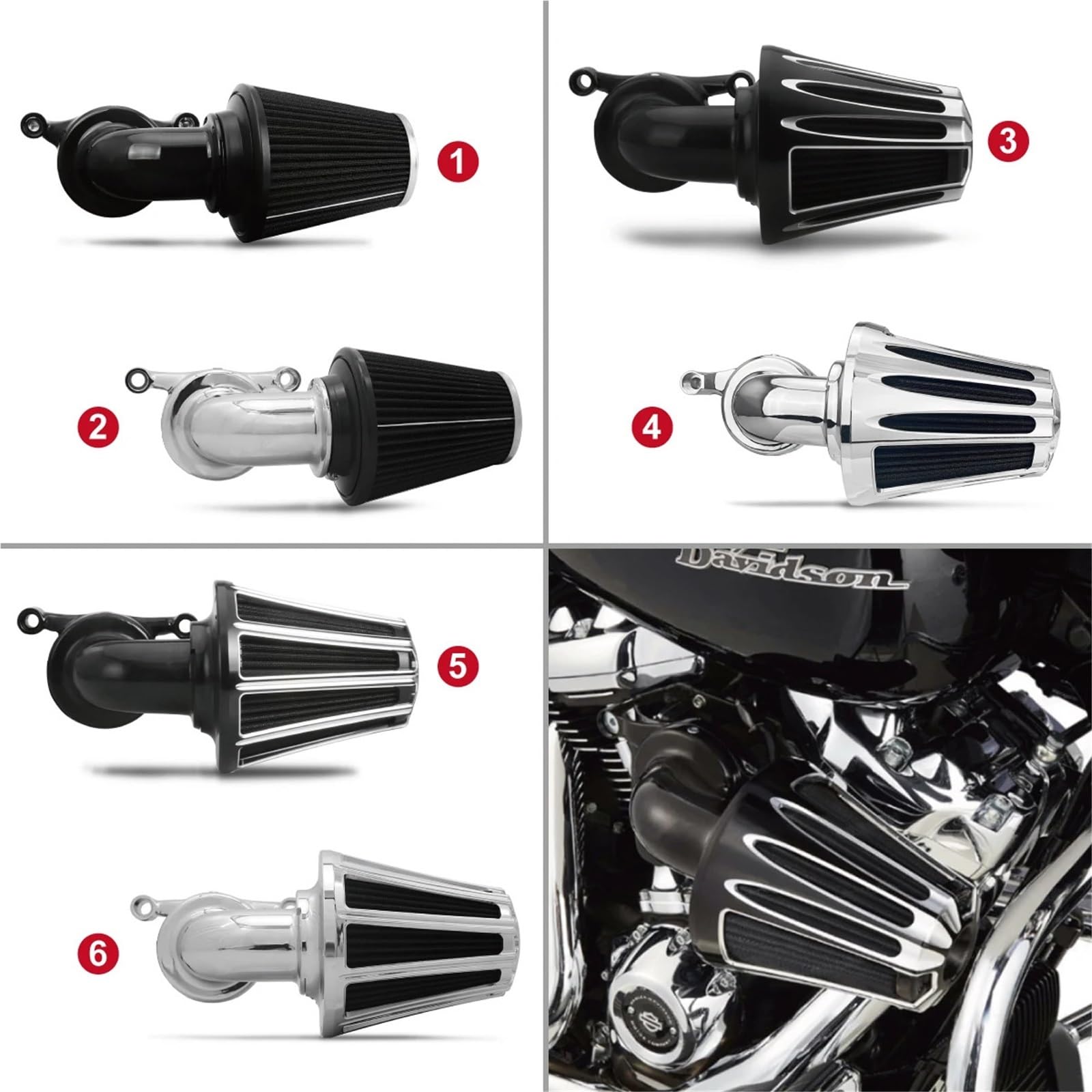 Kompatybilność z Pit Bike crossowym‌ Filtry powietrza Gauge Cut Cone pasują do Harley XL883L SuperLow XL883N Iron 883 Forty Eight XL1200X 1991-2022(1)
