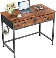 事務机・学習机 Pine side Table Desk Furologee Small Computer Desk with 2 Fabric Drawers for