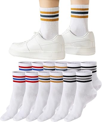 Mottee&Zconia Womens/Mens Crew Socks Retro Style Cotton Quarter Athletic Basic Socks