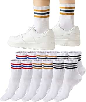 Mottee&Zconia Quarter Crew Sock for Womens/Mens Retro