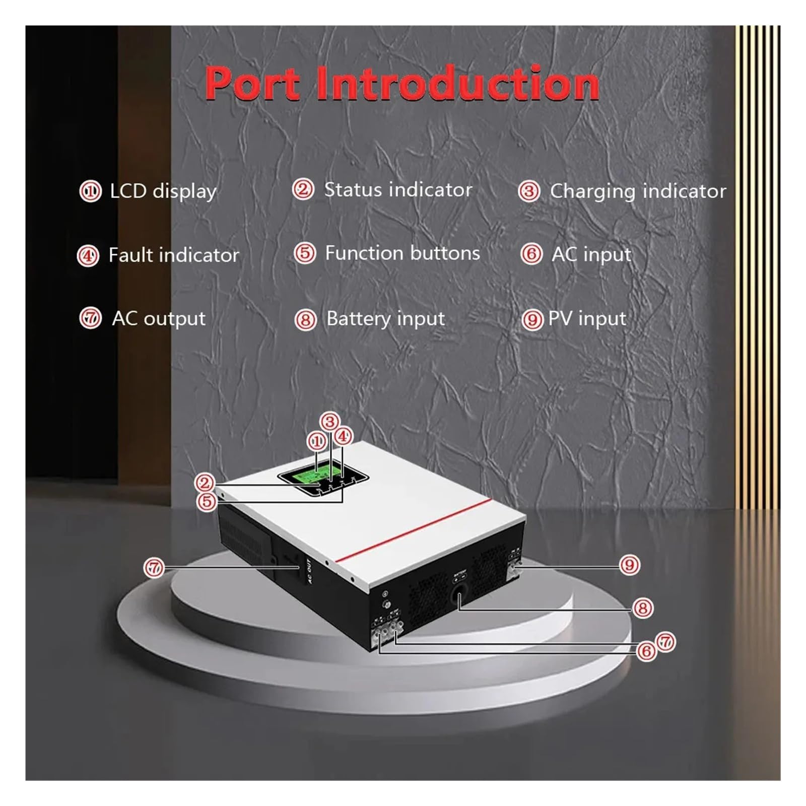 Inversor Solar híbrido 1KW 12V monofásico 220Vac con Controlador de Carga MPPT 80A inversor híbrido 1000W MAX PV 150VDC