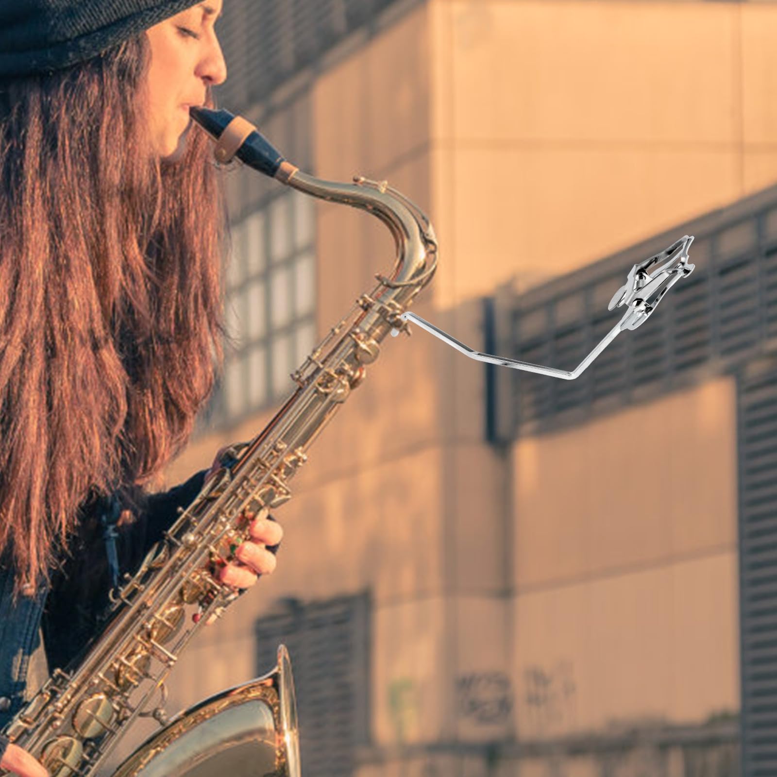 Abaodam Lyre de Plaquage Américaine pour Saxophone Baryton Plat, Clip Porte-partitions Antidérapant en Matériau Solide, Accessoire Musical pour Lecture et Pratique des Partitions